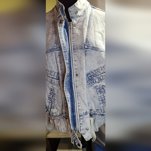VTG 80s 90s Andy Johns Women's Acid Wash Oversized Jean Jacket Sz L EUC - Picture 6 of 11